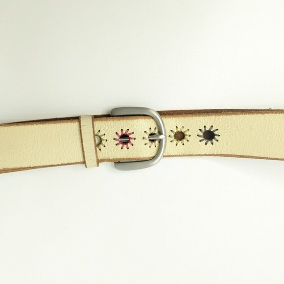 Y2K Gap Leather Off White Cream Belt Boho Retro 90's Vintage - Picture 4 of 8
